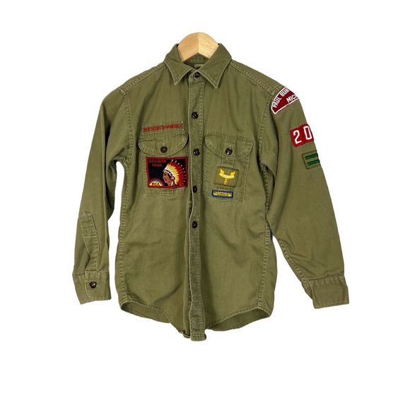 Men's Green Polo Shirt with Patches - Picture 1 of 7